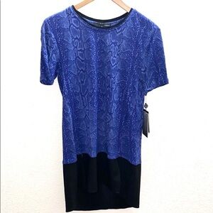 Elie Tahari Snakeskin Blueberry Print High Low Top